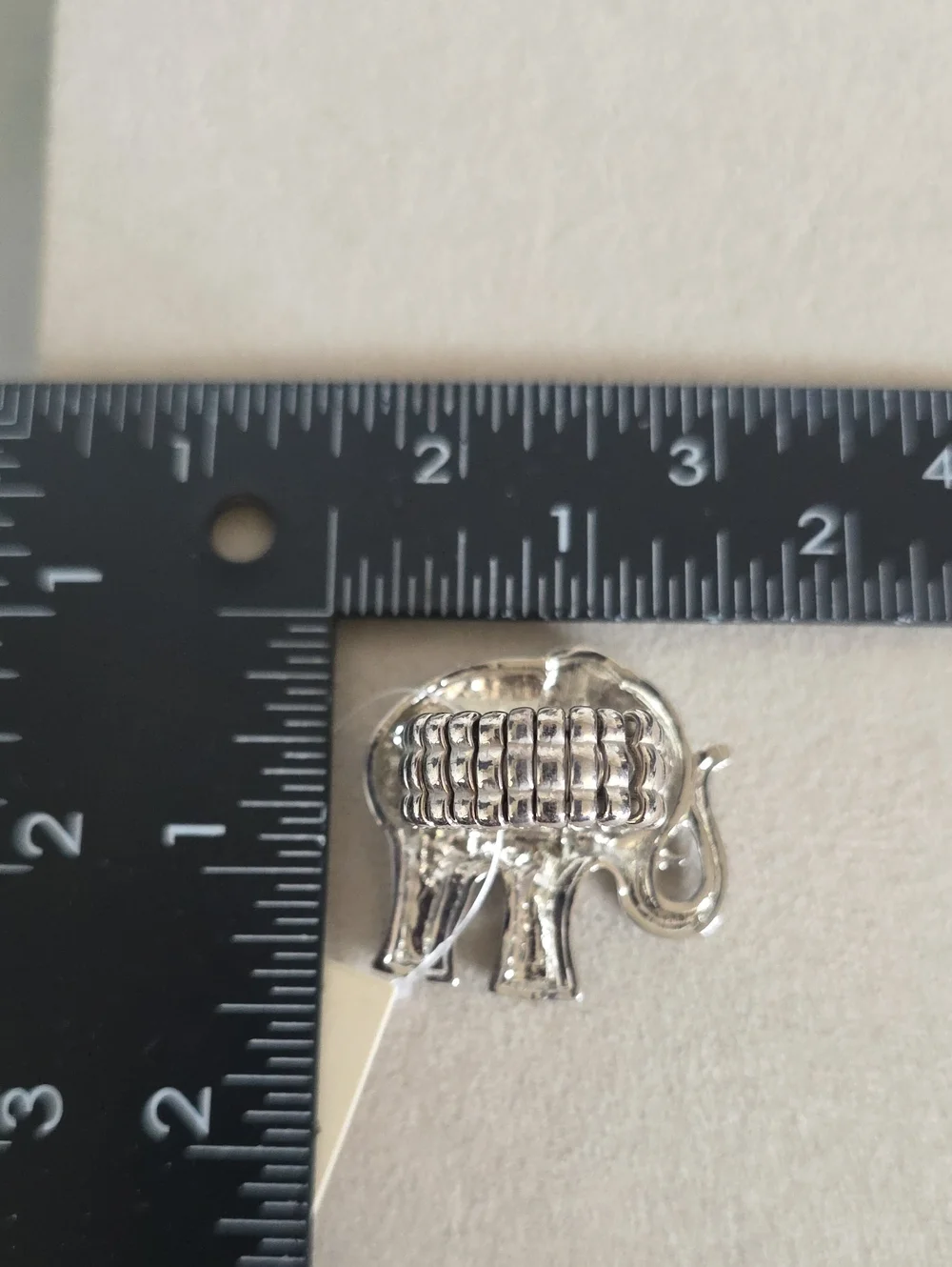 Boho ​Silver Elephant Statement Ring with Rhinestone Accents Stretch Band